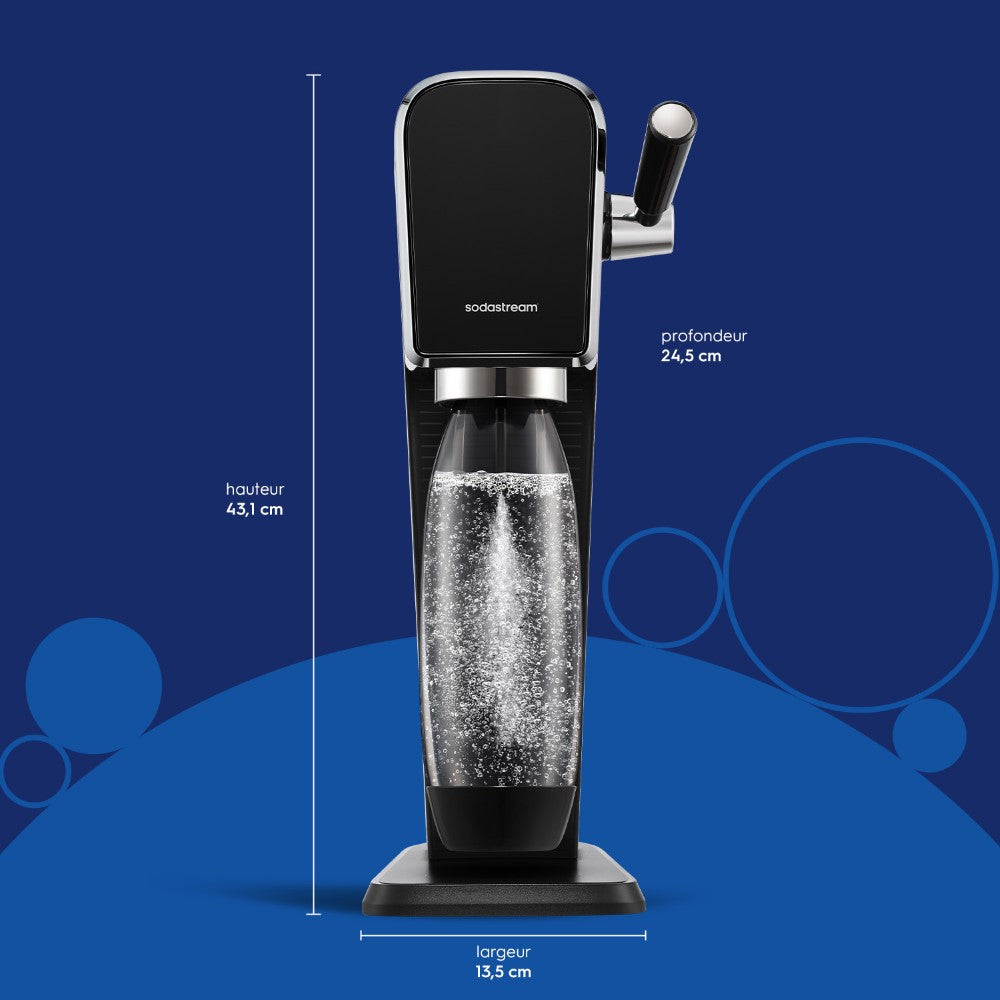 SodaStream ART Machine à eau pétillante et à sodas - 1 Bouteille 1 L - 1 Recharge Gaz 60 L - Noir