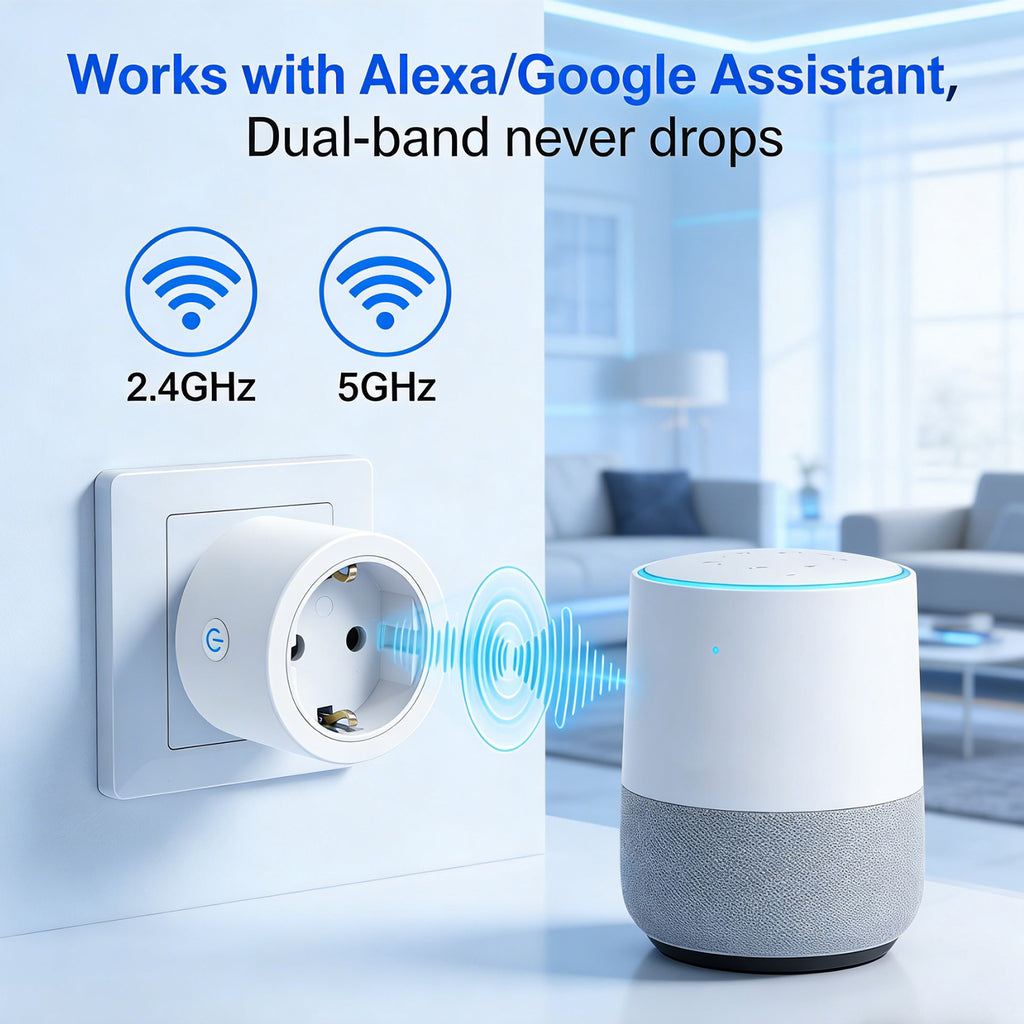 Antela Lot de 4 prises connectées WiFi Alexa 2,4/5 GHz avec mesure de la consommation d'énergie, compatible avec Google Home et application Smart Life