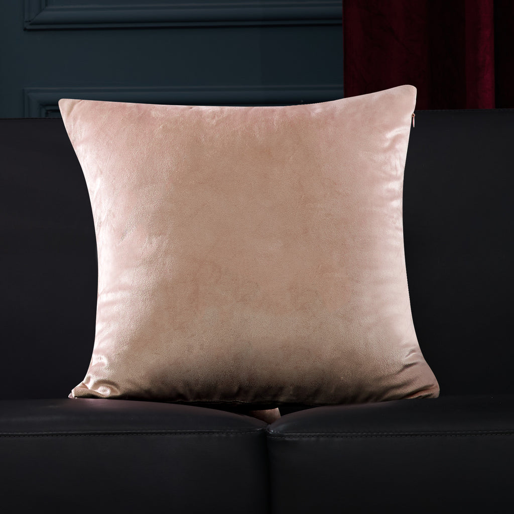 Deconovo Housse de coussin en velours néerlandais, coloris rose poudré, 50 x 50 cm, 1 pièce