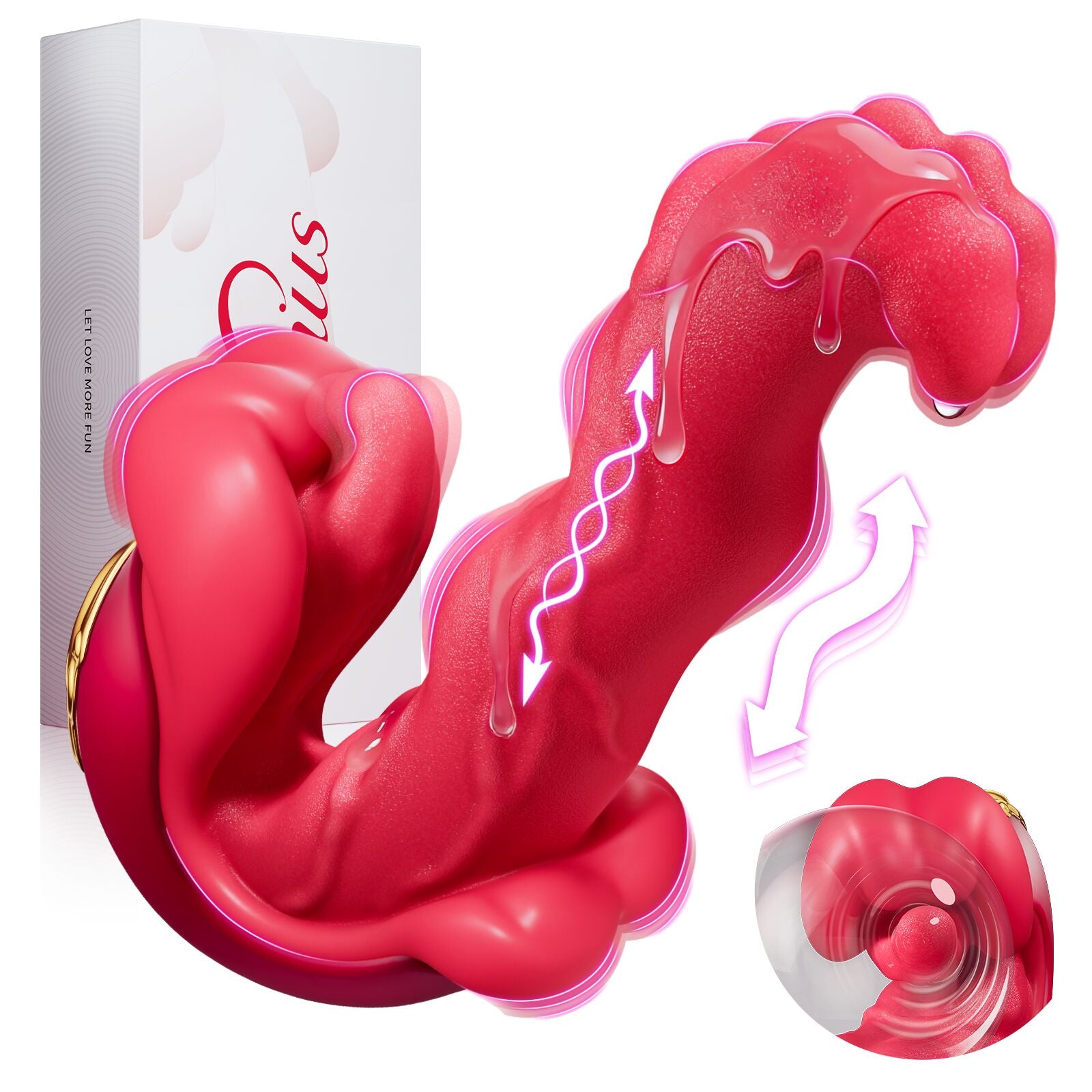 AAV Rabbit Vibromasseur 5-en-1 pour Femme, Stimulateur Clitoridien & Point G avec 8 Modes Léchage et 8 Modes Poussée, Sextoy Rechargeable, Étanche & Silencieux, Jouet Adulte pour Femme et Couple