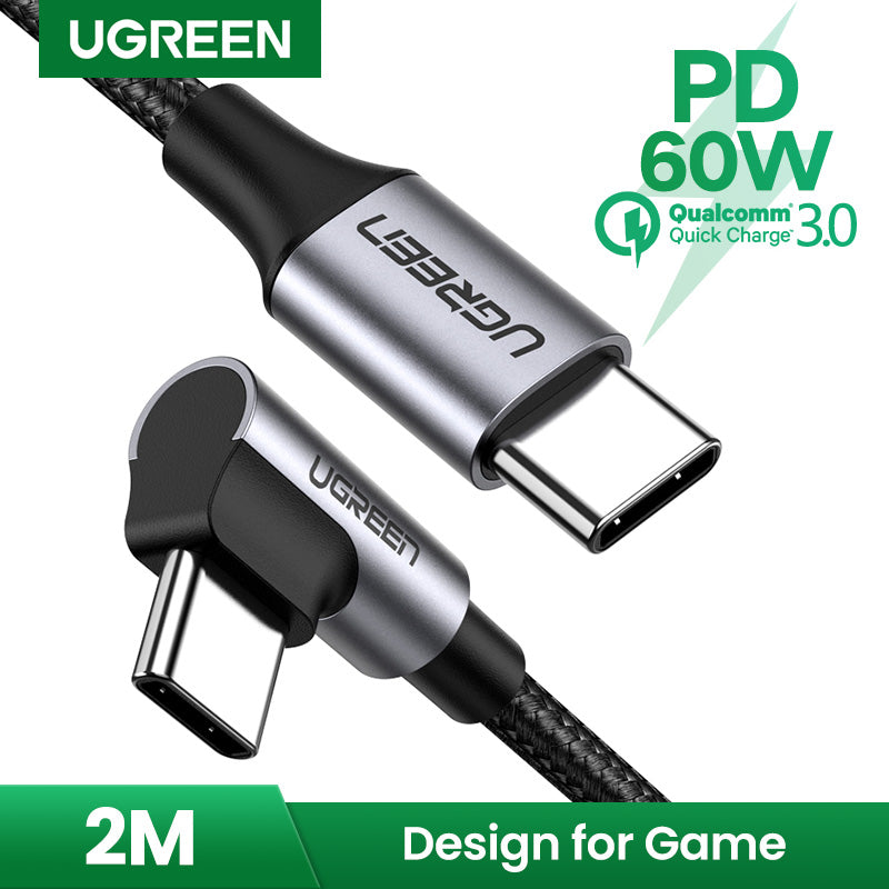 UGREEN Câble Type C M-M 2.0 Gris-Noir 2 m