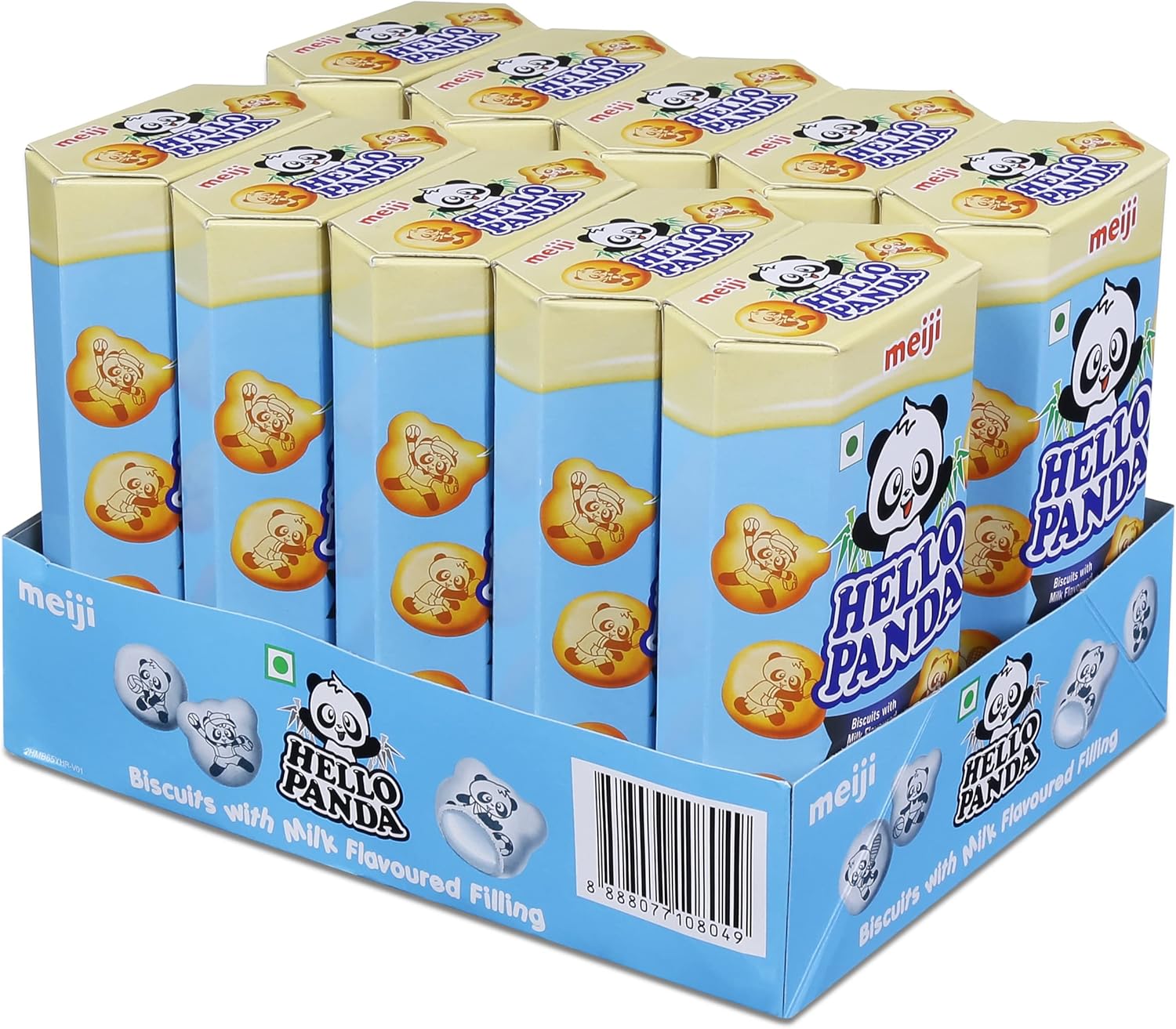 Meiji Hello Panda Biscuits fourrés à la crème au lait onctueuse 10 x 50 g