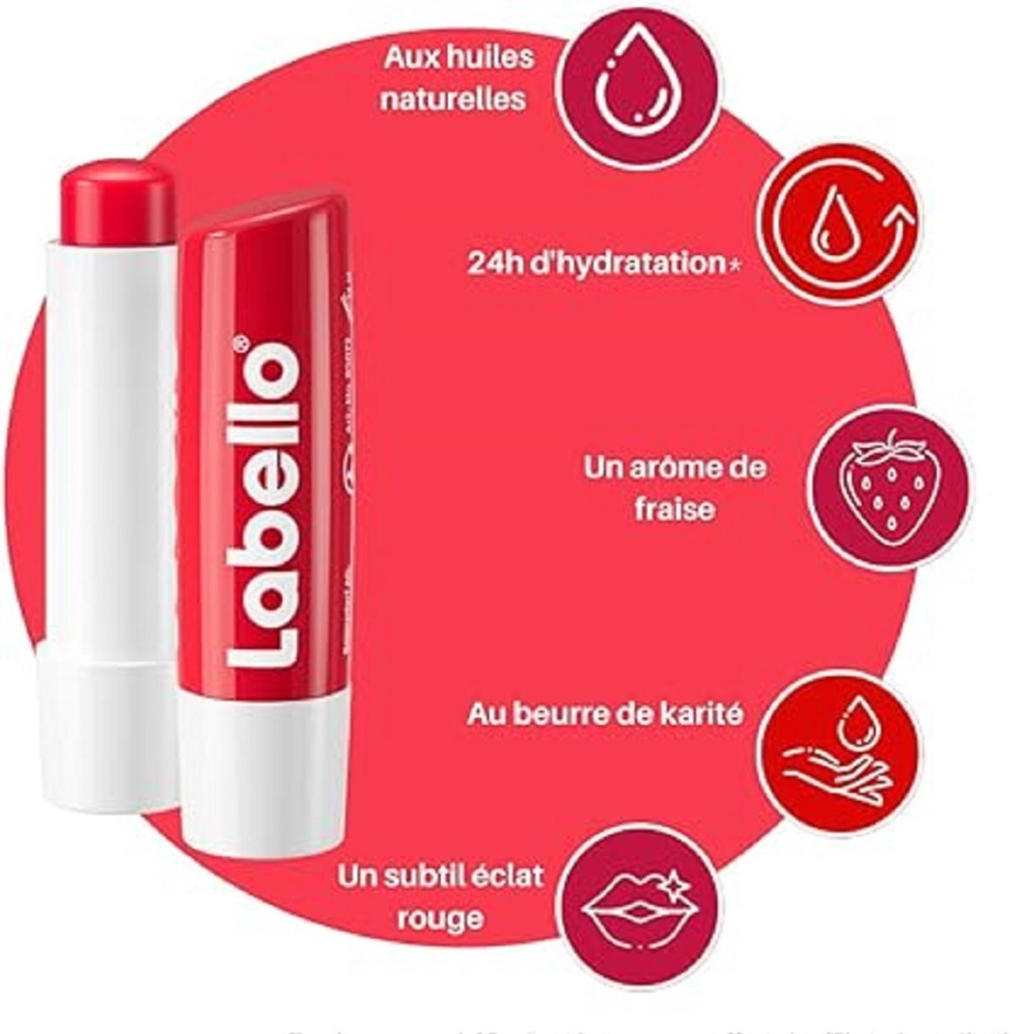 Labello Lèvres Stick Baume à Lèvres Fruity Shine Strawberry