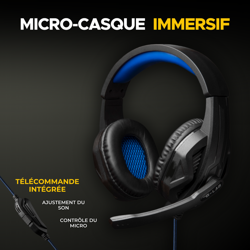 THE G-LAB Combo Argon E Combo Set Clavier et Souris Gaming Filaire - AZERTY, 3200 DPI, 6 Boutons - Noir