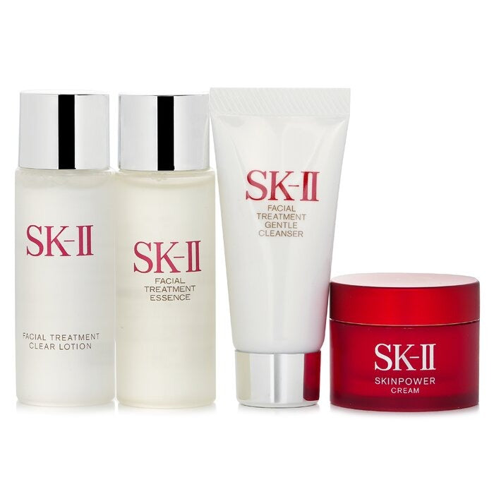 SK-II Coffret 4 pièces (Nettoyant 20 g + Lotion 30 ml + Essence 30 ml + Crème hydratante rouge 15 ml)