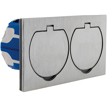 Zenitech prise avec contact de terre 16A 2P+T, finition en aluminium brossé - double certification IP55