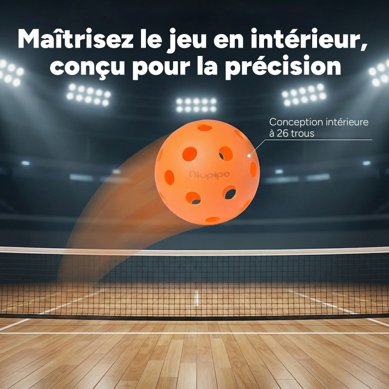 NIUPIPO Lot de 6 balles de pickleball en TPE de haute qualité et durable pour intérieur - Ø 74 mm