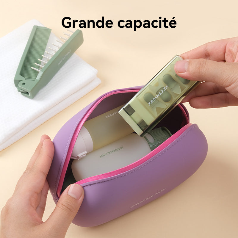 JORDAN&JUDY Trousse de lavage en silicone, sac de rangement imperméable de grande capacité et portable, Violet