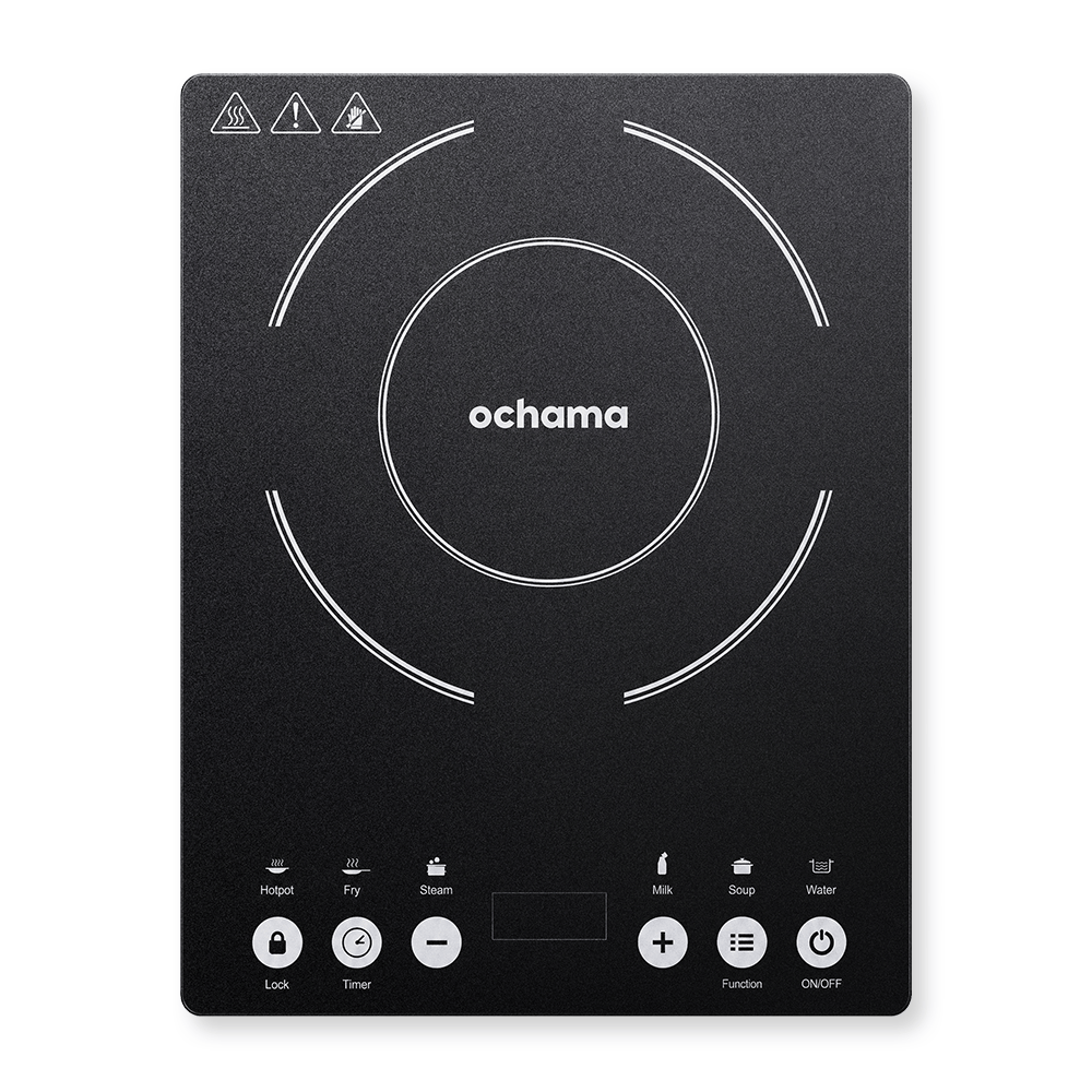 Ochama Plaque à induction 2000 W avec commande tactile, Panneau en verre résistant, 10 niveaux de puissance et 6 fonctions, Réchaud électrique pour cuisine domestique, Plaque de cuisson à induction