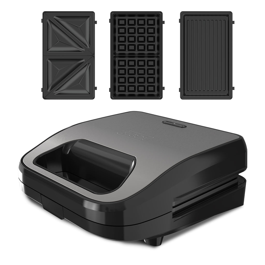BLACK+DECKER Appareil 3-en-1 pour sandwichs, gril et gaufres 750 W