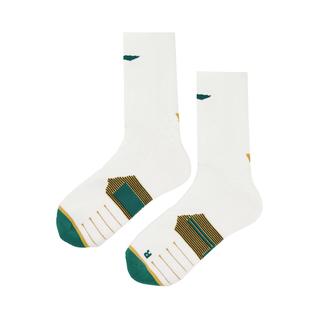LI-NING Chaussettes mi-longues de basket-ball résistantes, confortables et respirantes blanc laite / vert sable XL