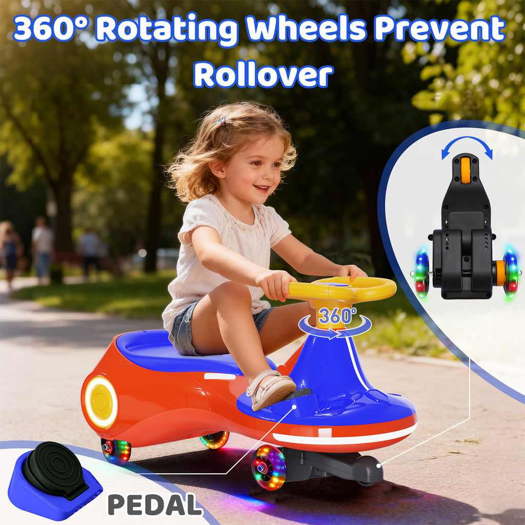 Neuleb Voiture oscillante électrique 12 V avec pédale, batterie rechargeable, trottinette oscillante 2-en-1, 3 vitesses max. 5 mi/h, anti-renversement