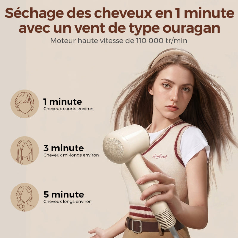 ZHIBAI Sèche-cheveux rétro haute vitesse, Usage domestique, 250 millions d’ions positifs et négatifs pour la protection des cheveux, Faible niveau sonore, Grande puissance 1400 W
