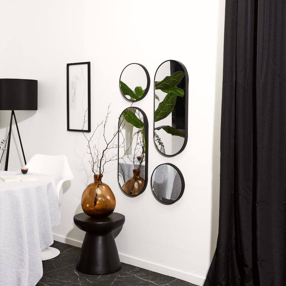 Miroir rond et ovale Versa Noir X4 M4