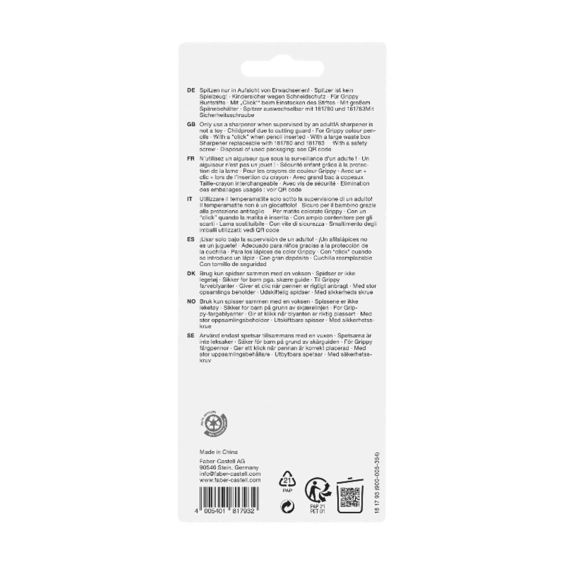 Faber-Castell Grippy BC Boîte de taille-crayons