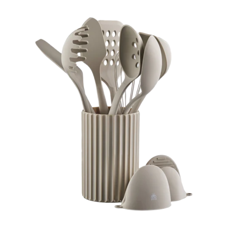 BJÖRN Set d'ustensiles de cuisine en bois et silicone GUNNAR - 11 pièces