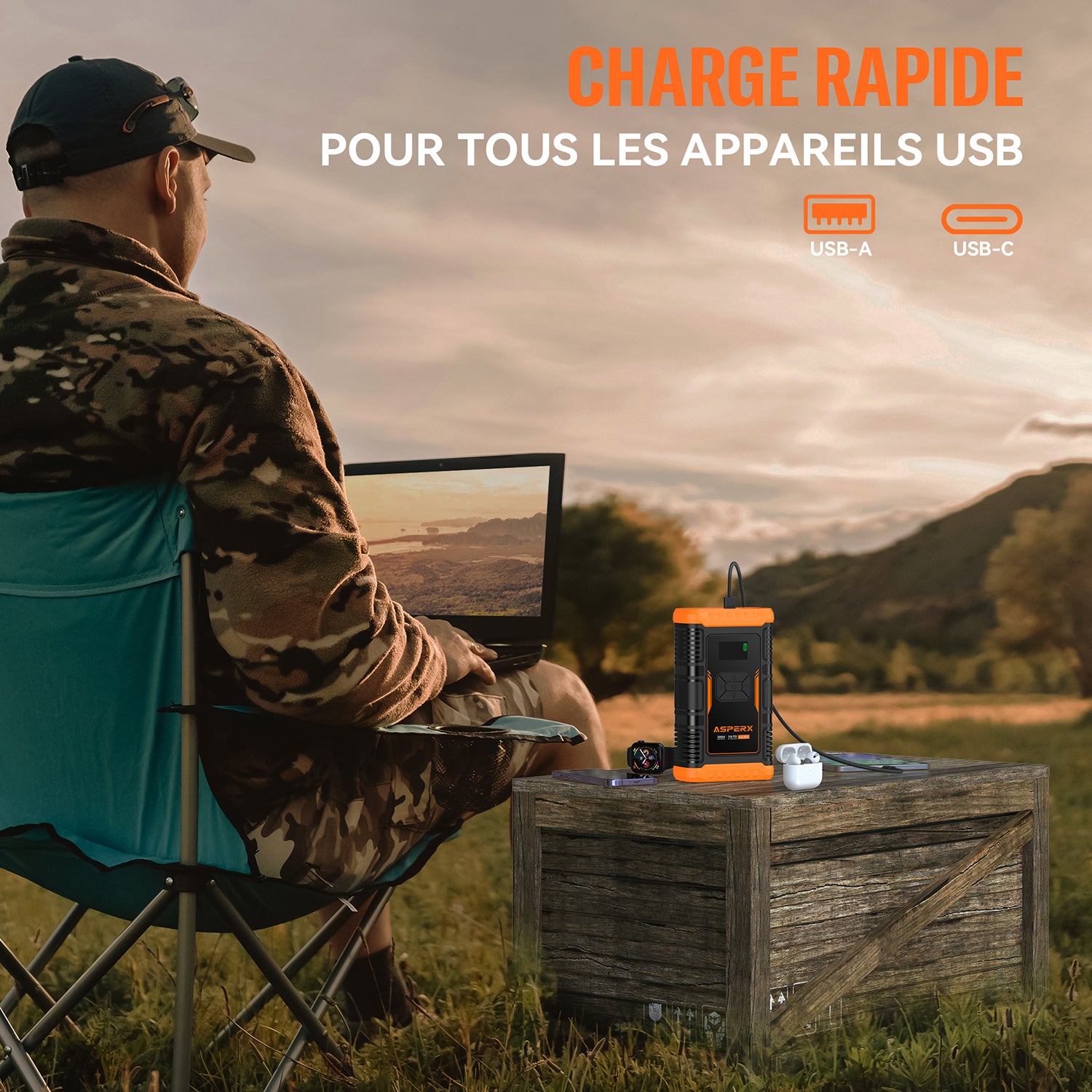 ASPERX Booster de Batterie avec Compresseur d’Air, Démarreur de Voiture 3000A 150PSI avec Lampe Torche LED et Câbles de Démarrage, pour Véhicules 12V, Motos et SUV (jusqu’à 10L Essence ou 8L Diesel)