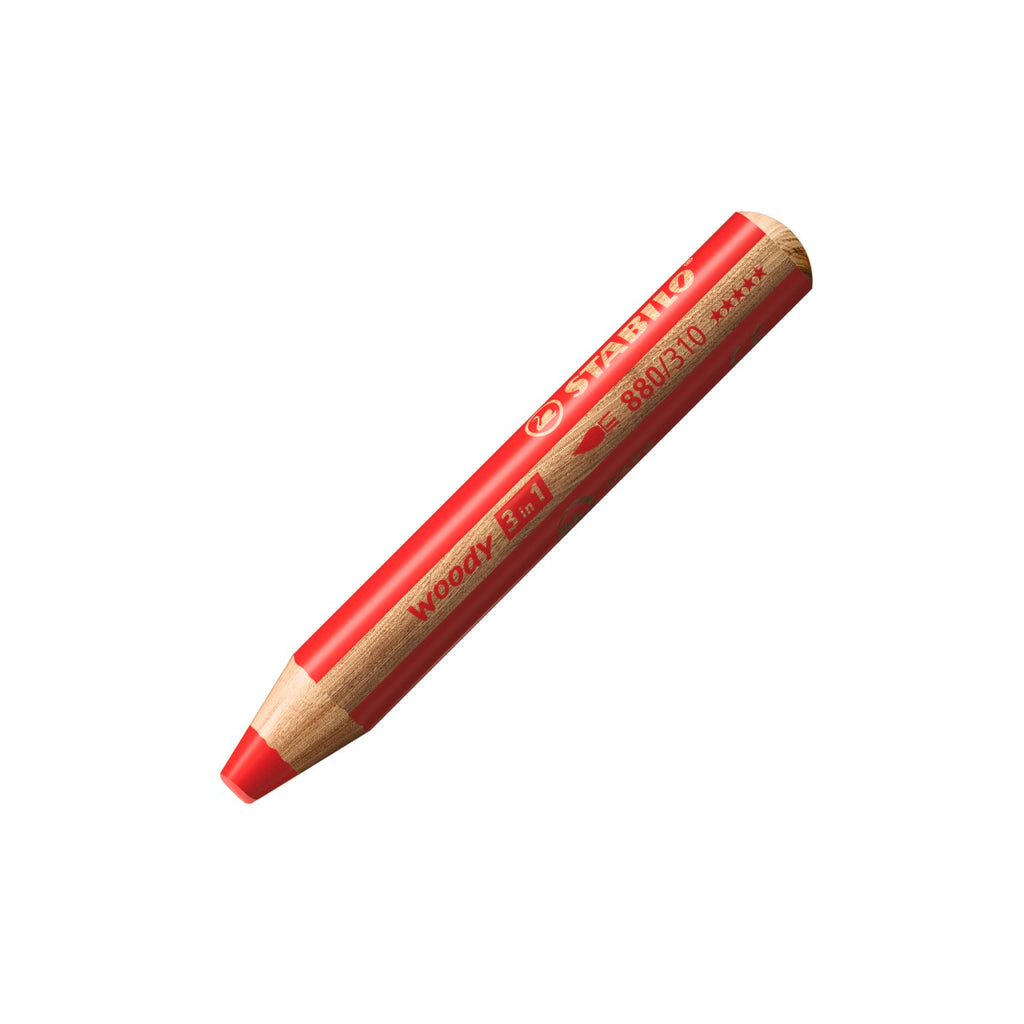 STABILO ARTY Woody 3-en-1 Lot de 18 crayons de couleur multi-talents avec taille-crayon et pinceau
