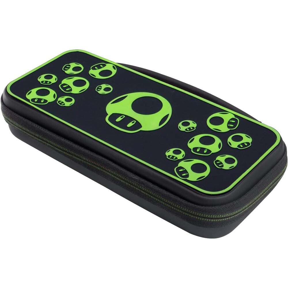 PDP Gaming 1-Up Coque de Protection Rigide pour Console Nintendo Switch, Switch Lite et OLED - Poches pour Accessoires - sous Licence Officielle - Design 3D Phosphorescent - Motif Phosphorescent