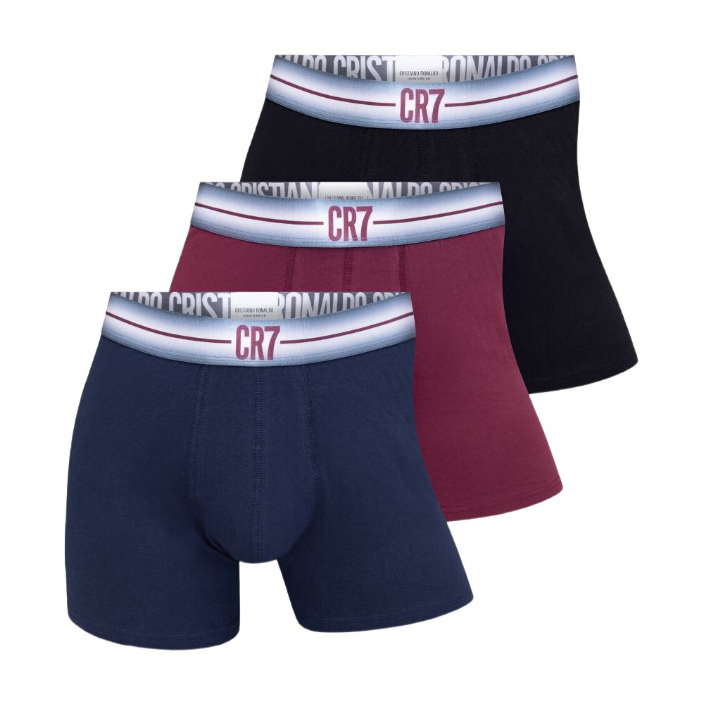 CR7 Lot de 3 boxers Bleu marine/Bordeaux/Noir