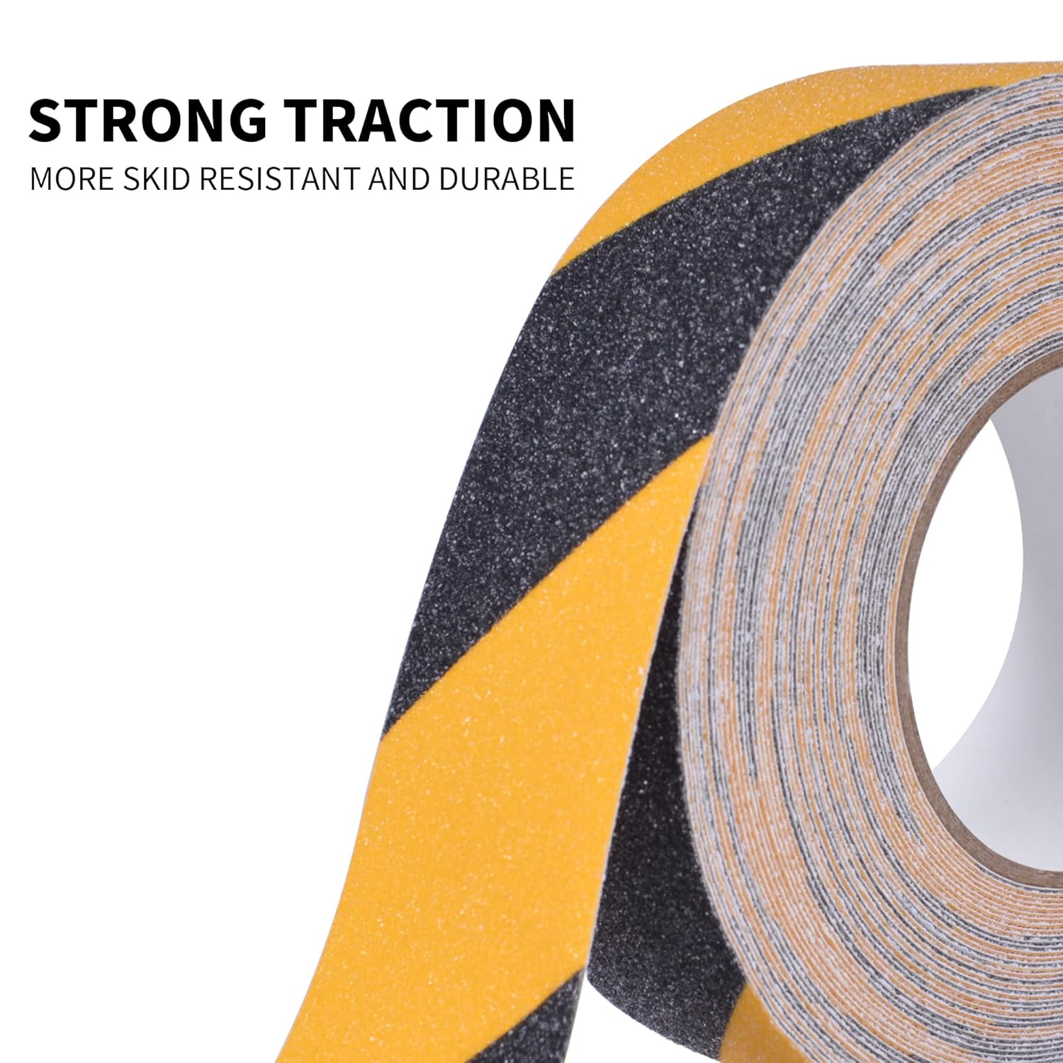 TAPEBEAR Ruban de sécurité 2 po x 60 pi Noir/Jaune Ruban adhésif antidérapant pour marches et escaliers intérieurs et extérieurs Étanche Forte adhérence Compatible avec plastique