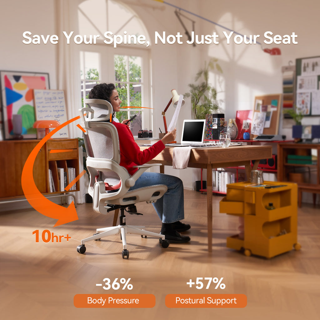 SIHOO B100JT Chaise de Bureau avec Repose-Pieds, Chaise de Bureau Ergonomique Confortable, Chaise Informatique à Dossier Haut avec Soutien Lombaire Adaptatif et Large Appui-Tête