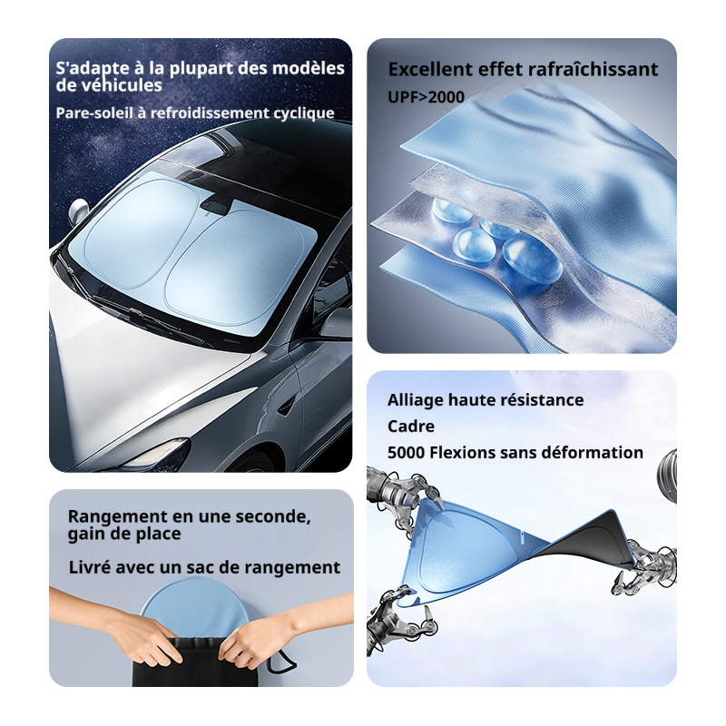 Pare-soleil pour pare-brise Itutn — Édition améliorée Titanium-Ice | Refroidissement supérieur et blocage thermique avancé | Compatible avec voitures, SUV, crossovers