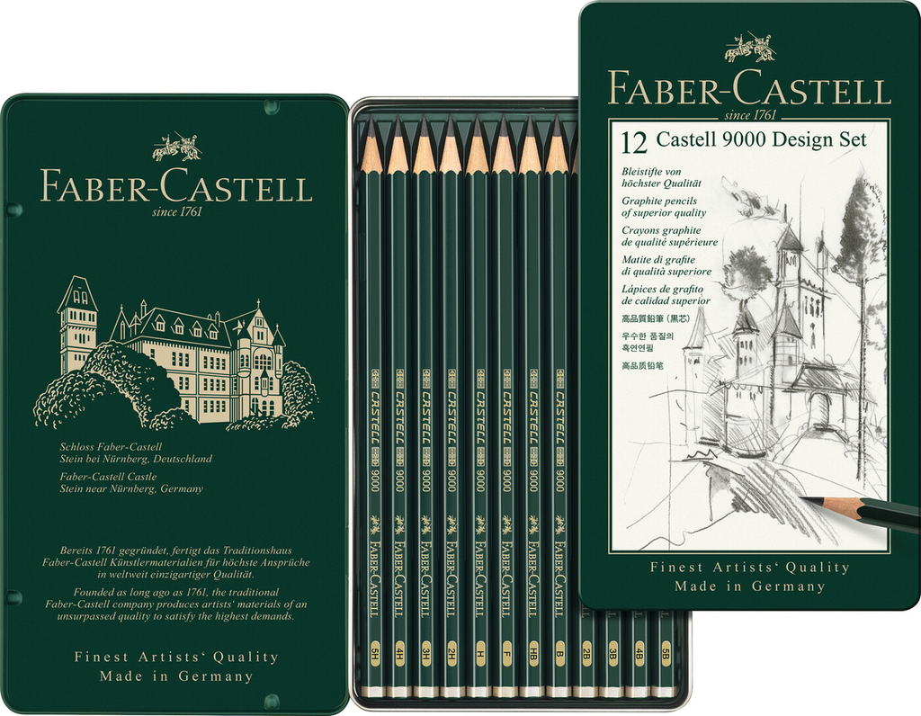 Faber-Castell Castell 9000 Lot de 12 crayons graphite