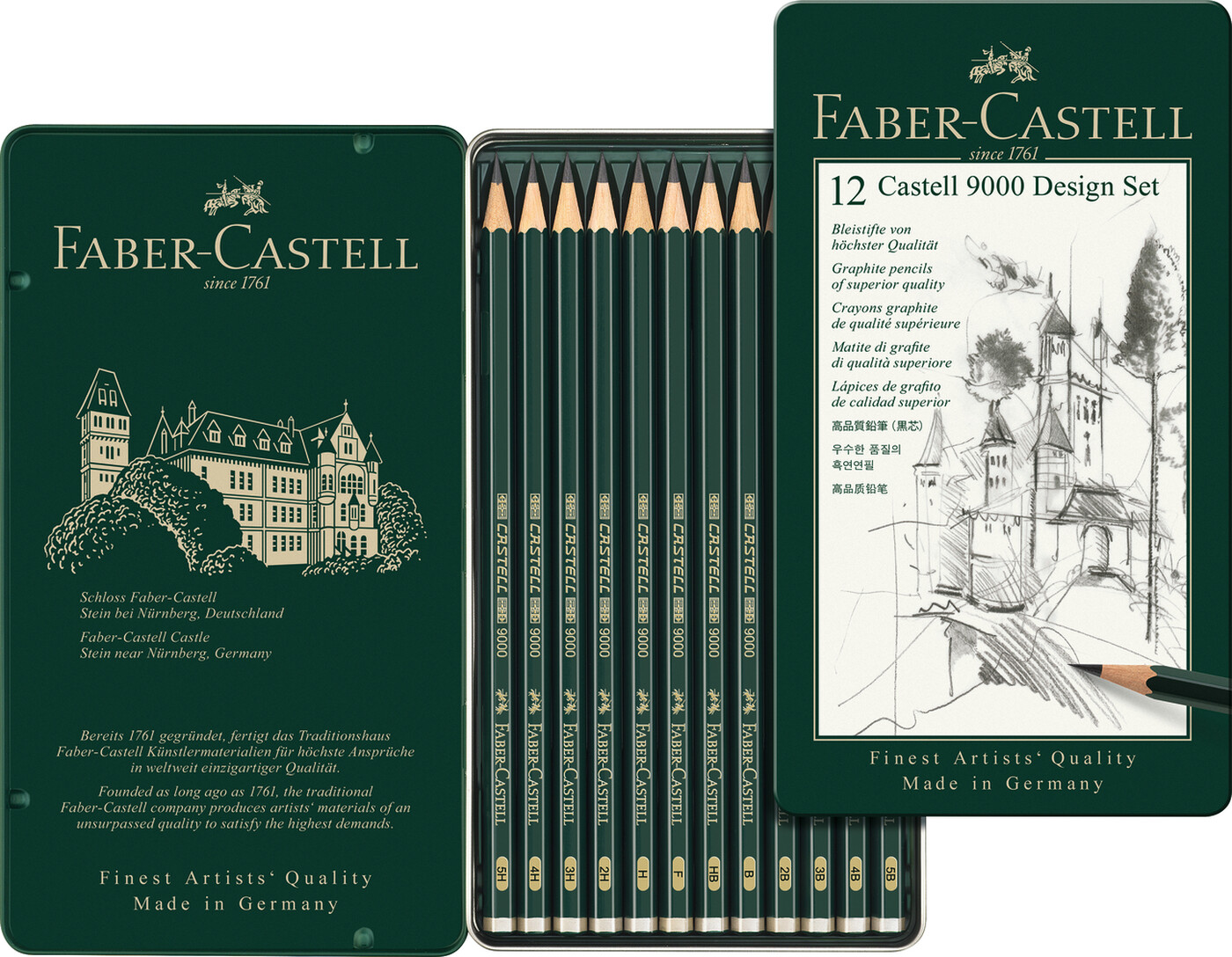 Faber-Castell Castell 9000 Lot de 12 crayons graphite