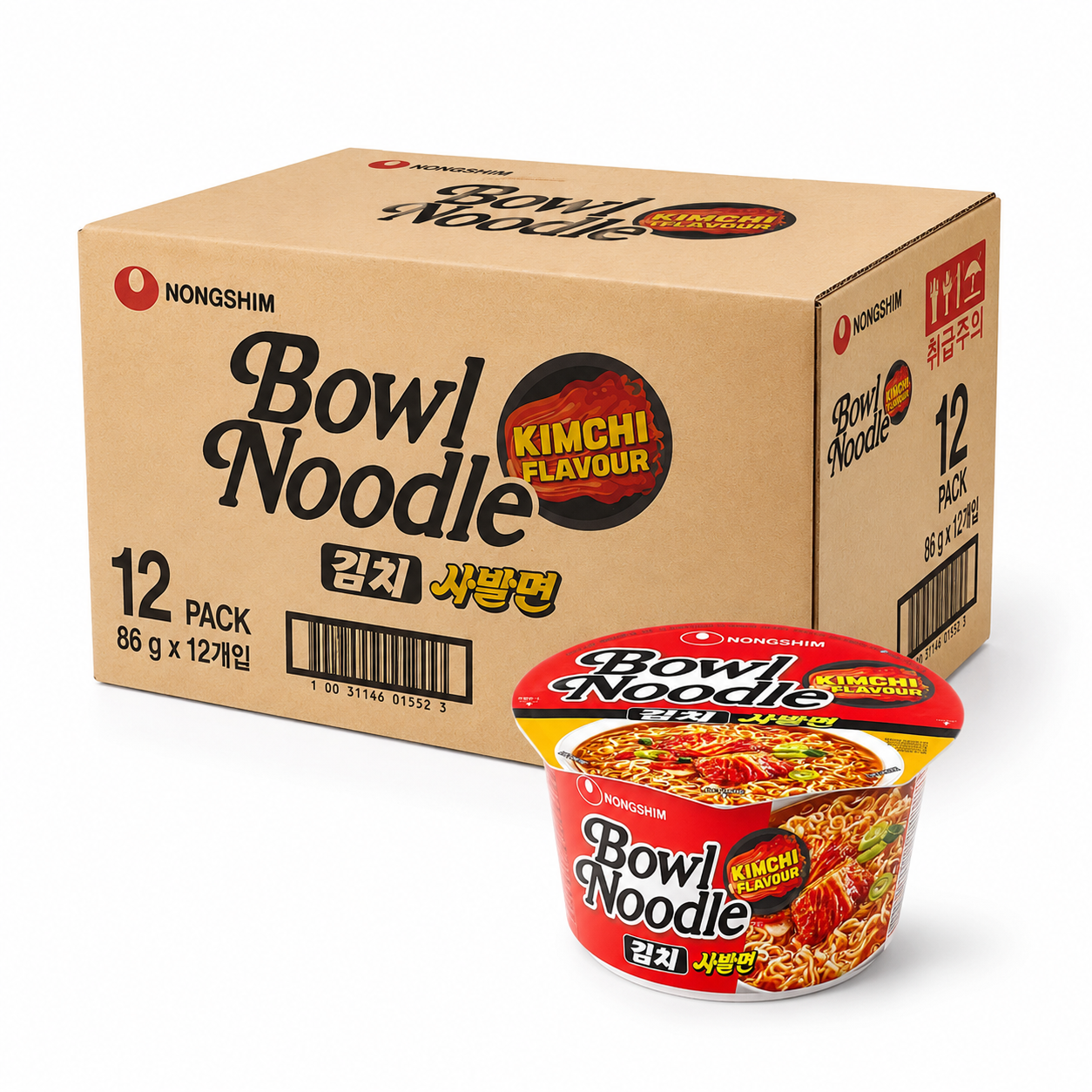 Nongshim Bol de nouilles instantanées Kimchi 12 x 100 g