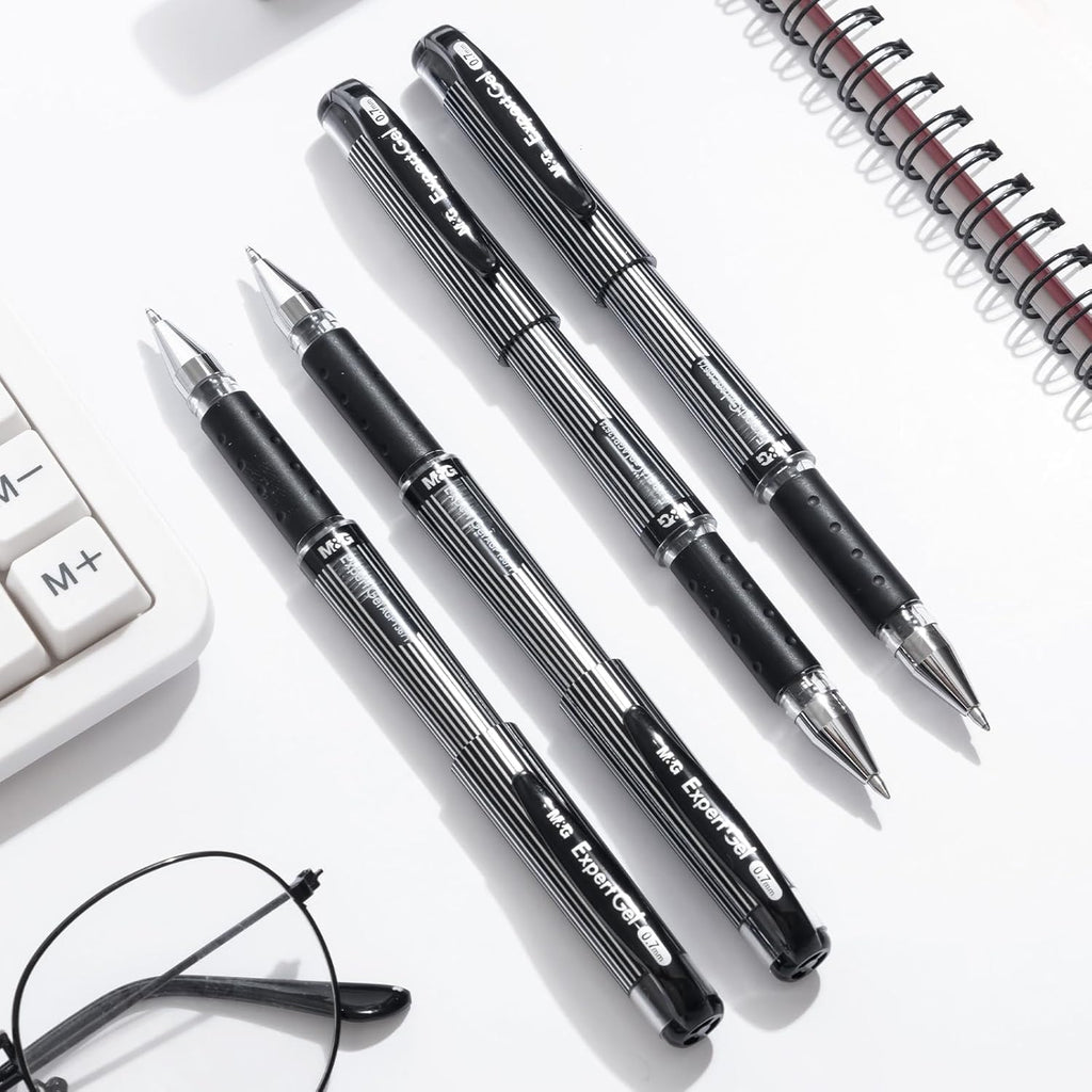 M&G ExpertGel Lot de 12 stylos gel à encre noire, pointe moyenne 0,7 mm et séchage rapide