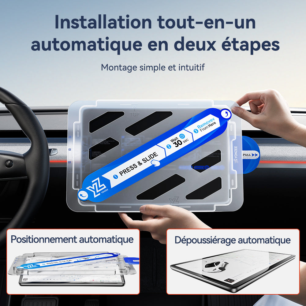 YZ protecteur d'écran en verre trempé avant 15,4 pouces & arrière 8 pouces compatible pour Tesla Model 3 Highland 2024-2026 & Model Y Juniper 2025