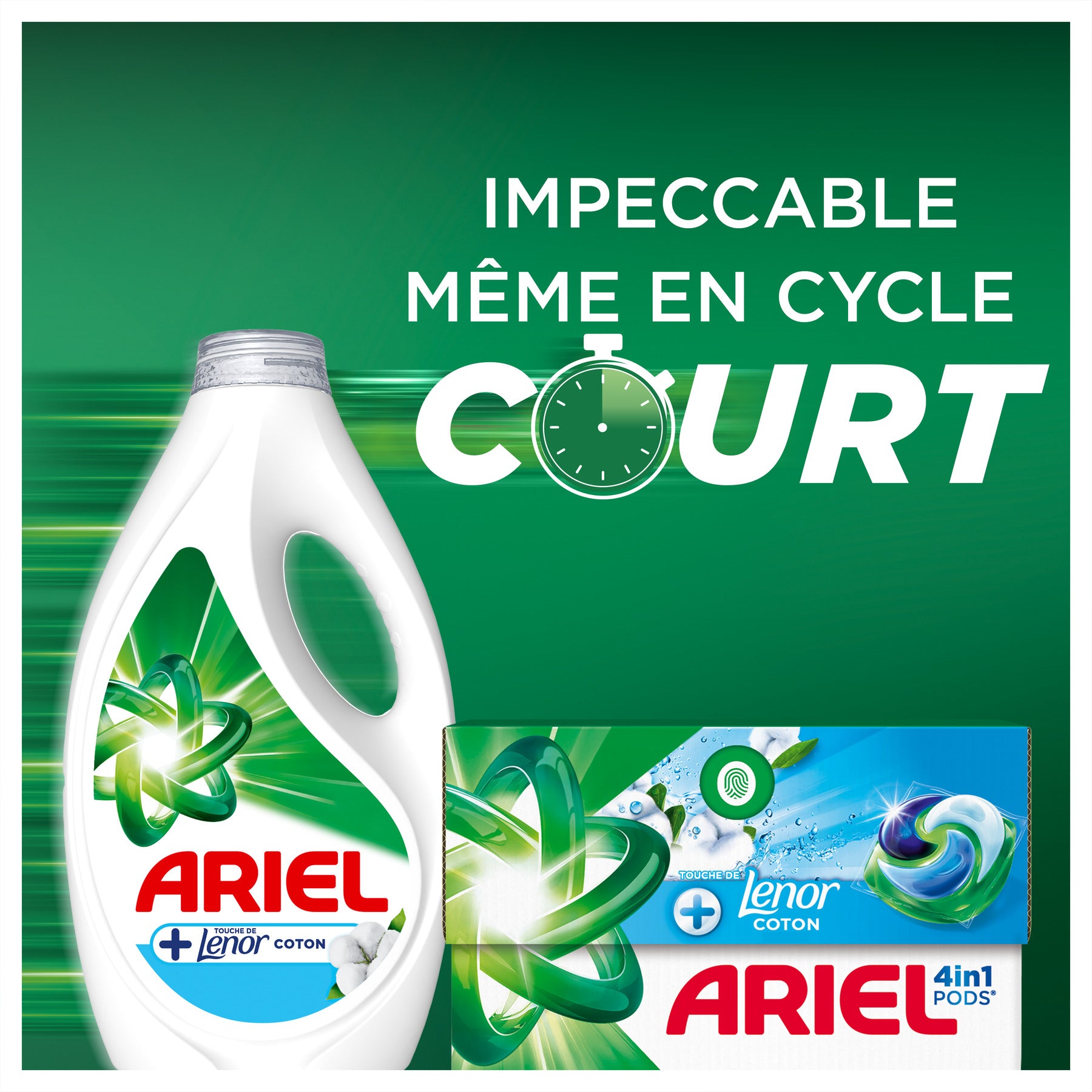 ARIEL PODS® Tablettes 4en1, Lessive En Capsule, Fraîcheur Coton, 26 Doses