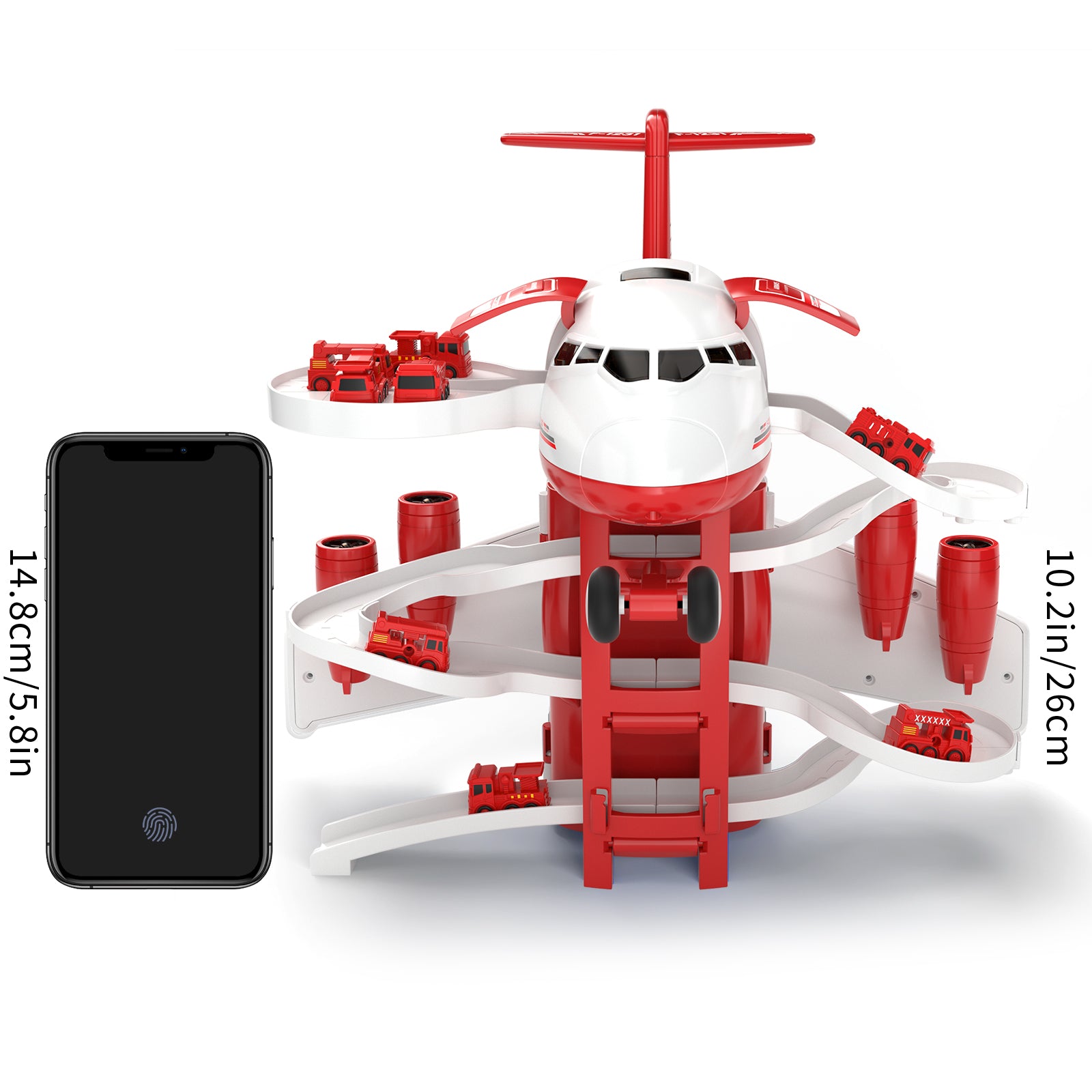 Jouet avion avec voitures de pompiers et tapis de jeu, avion avec lumières et sons pour garçons et filles