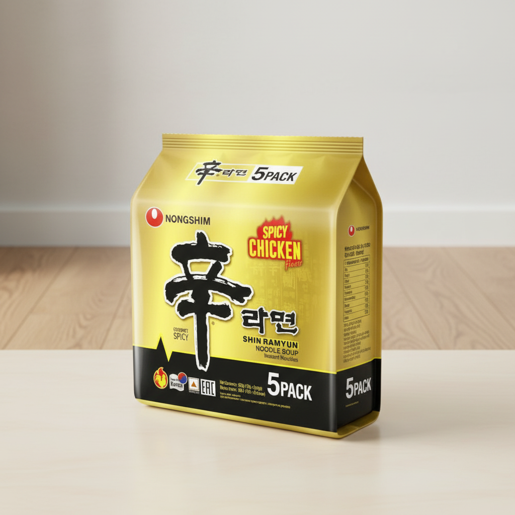 Nongshim Shin Ramyun Nouilles instantanées au poulet épicé - 5 x 120 g