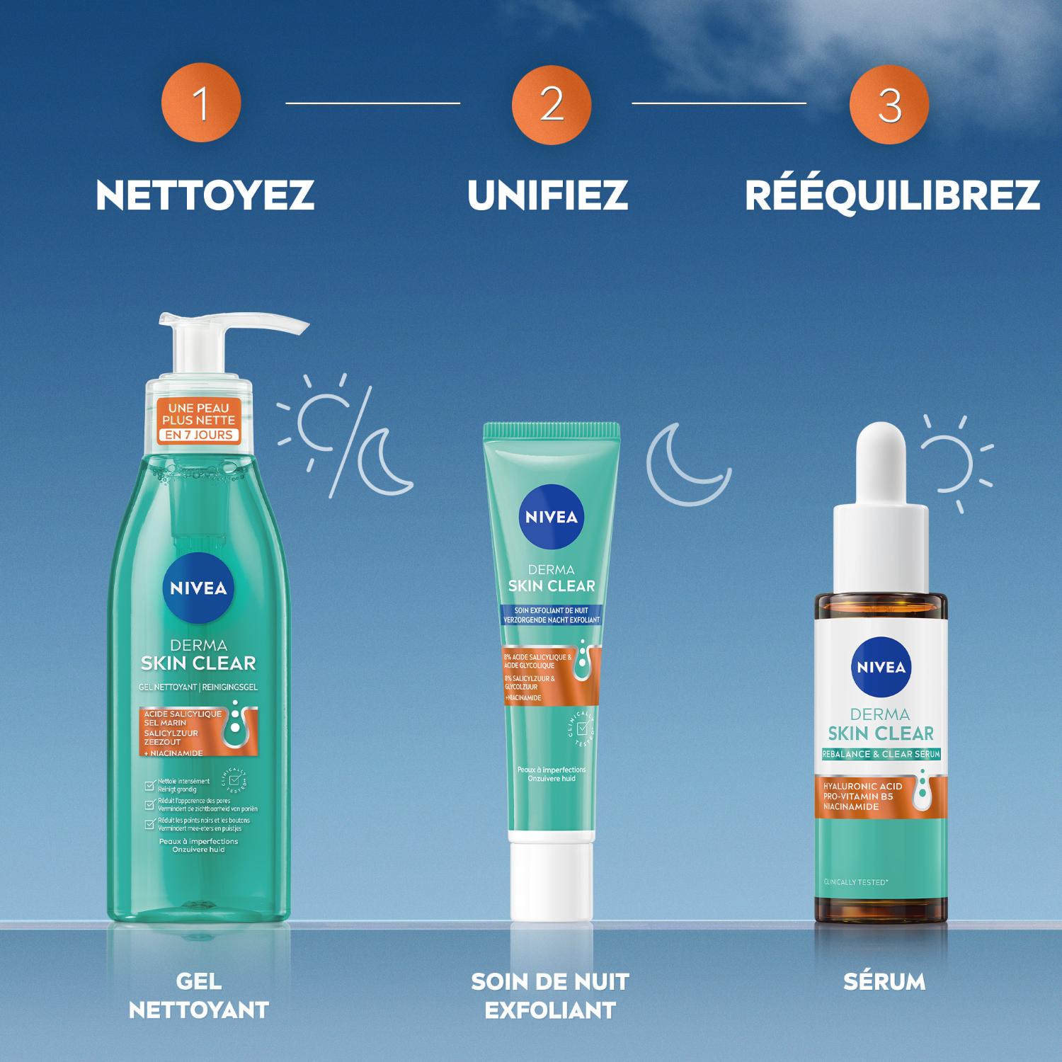 NIVEA Derma Skin Clear Visage Soin Exfoliant Nuit anti-imperfections 40 ml