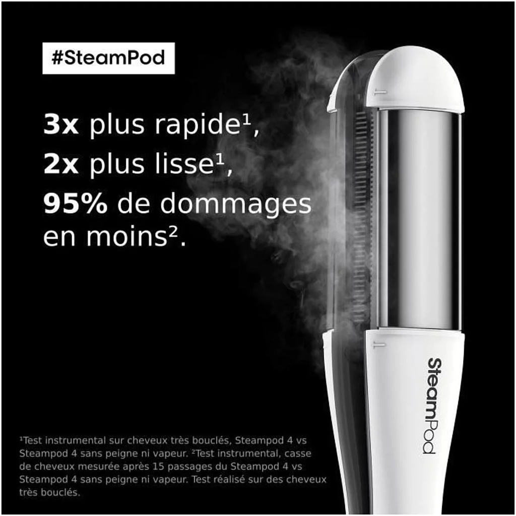 L'Oréal Professionnel Paris Steampod 4.0 - Lisseur et boucleur vapeur 2-en-1, coiffure rapide, technologie vapeur brevetée, tous types de cheveux, blanc