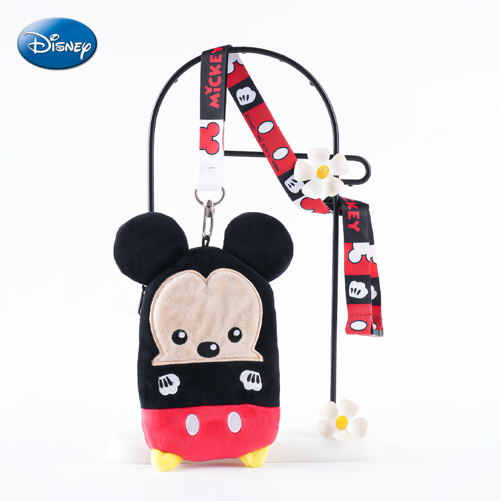 Disney 1 pièce Pochette tour de cou en peluche Mickey Mouse, sous licence officielle, dessin animé mignon, films d’animation, produit dérivé en peluche douce