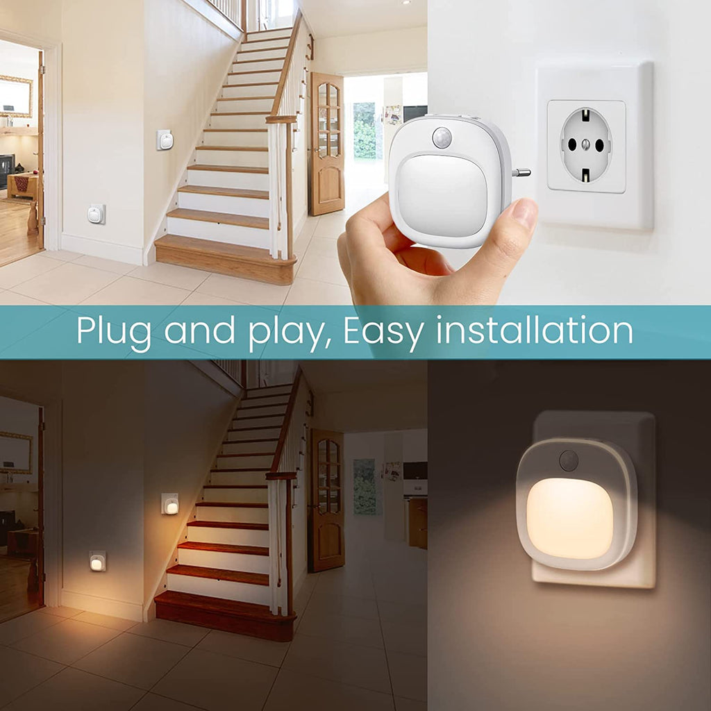 Lichtsinn Pack de 2 veilleuses LED avec capteur de mouvement, 3 températures de couleur, 5 niveaux de dimmulation, LED SMD 1 W, 100-240 V, ABS et métal, pour chambre, chambre à bébé et entrée