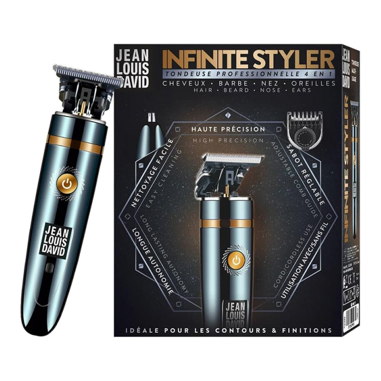 JEAN LOUIS DAVID Infinite Styler Tondeuse 4-en-1 multi-usage avec batterie lithium-Ion