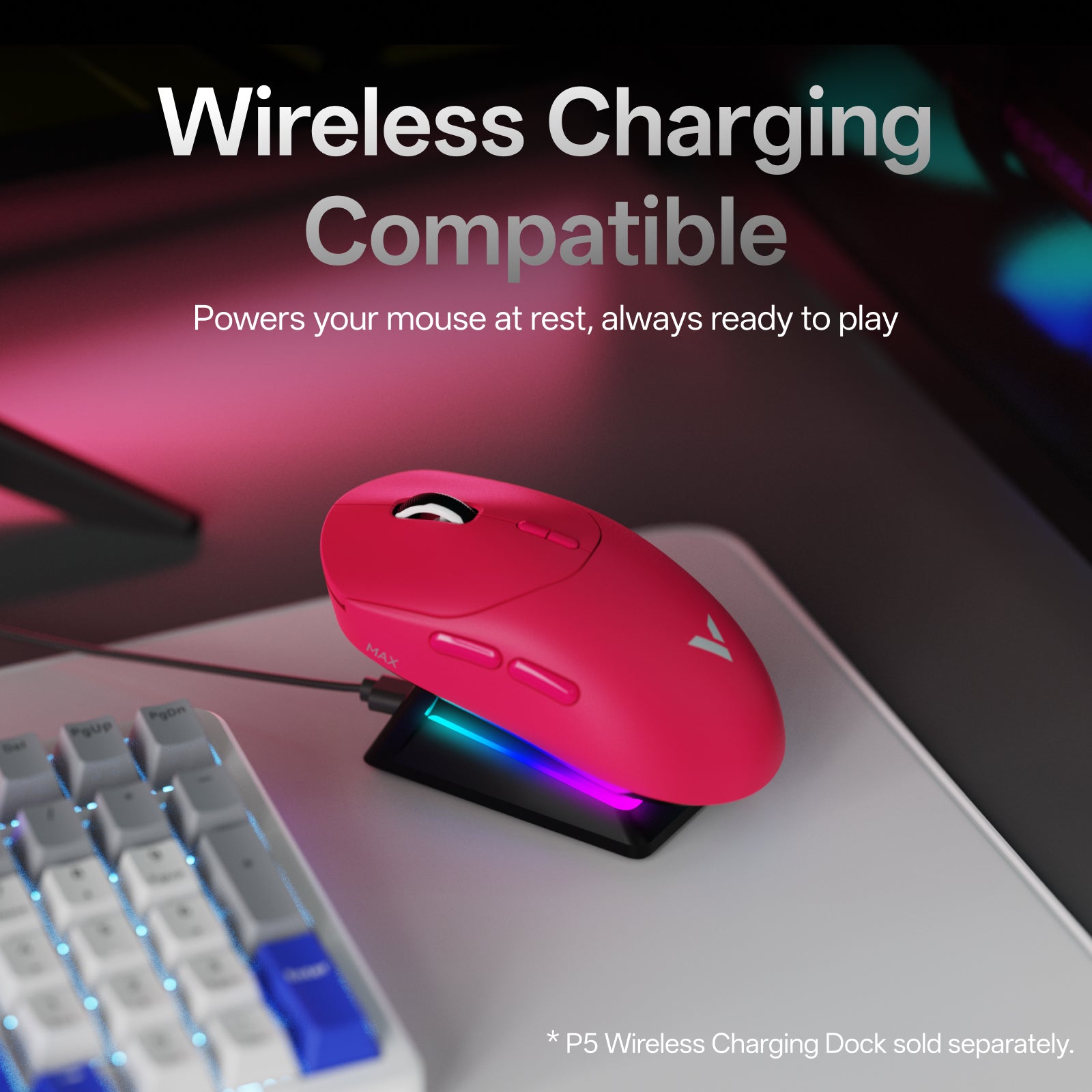 Rapoo VT2 MAX Souris de jeu sans fil, Véritable fréquence d’interrogation sans fil 8K, Légère 53 g, Autonomie jusqu’à 750 h, Microcontrôleur Nordic nRF54L15