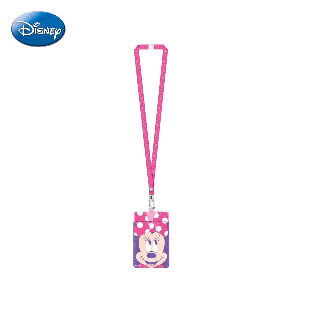 DISNEY 1 pièce Porte-carte tour de cou Minnie Mouse, sous licence officielle, Joli motif à pois, Thème Bonjour, Produit dérivé de films et dessins animés