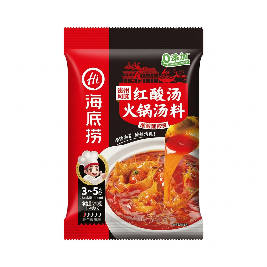 Haidilao Bouillon de Hotpot - Soupe Rouge Acide 240g