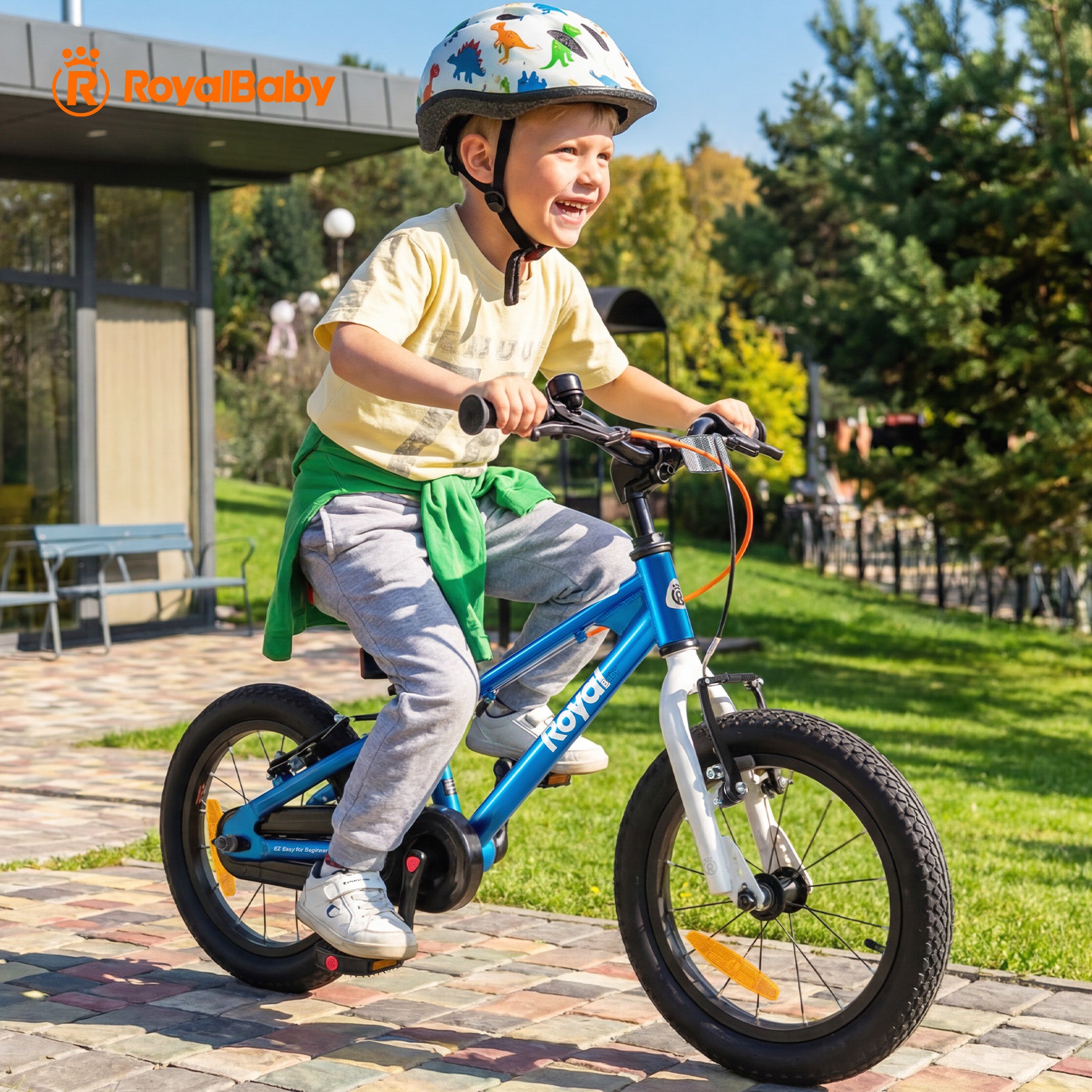 RoyalBaby Vélo pour enfants + Aluminium EZ Freestyle + 14 pouces bleu, poids net 7.4 kg