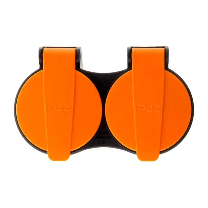 ZENITECH Rallonge électrique étanche avec 2 prises et volet orange, 2p+t H07rn-f 3 x 1,5 mm², 10 m