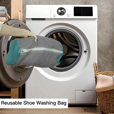 Vilscijon Lot de 2 sacs de lavage pour chaussures gris pour lave-linge - sacs de protection antidéformation, sans effort
