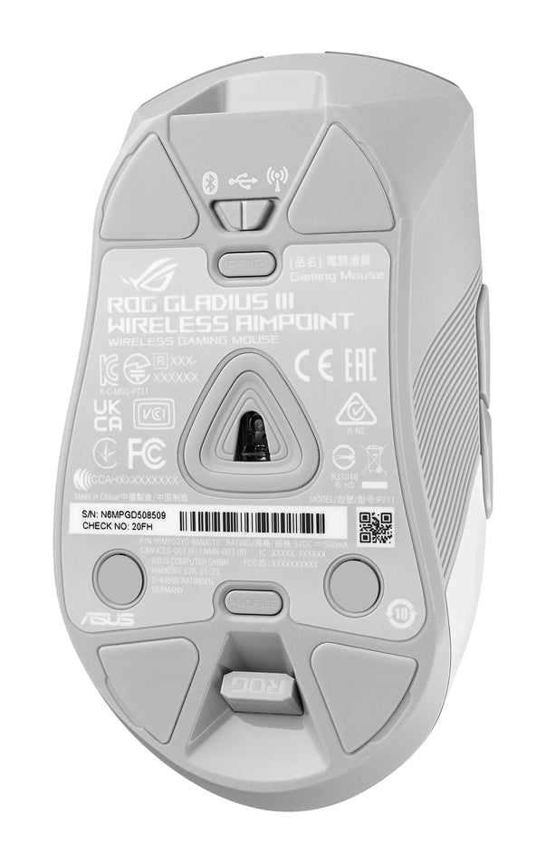 ASUS ROG Gladius III Wireless Aimpoint Souris gaming sans fil - 36000 DPI, 6 Boutons - Blanc