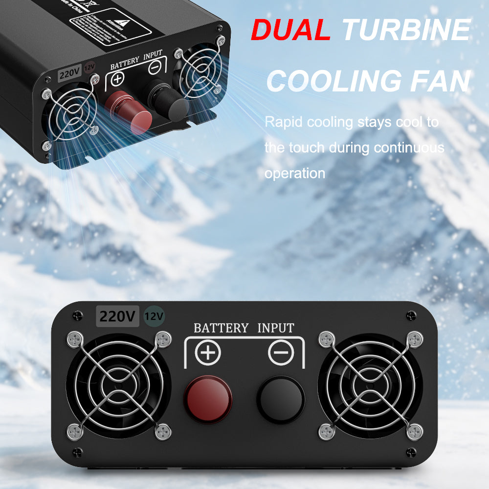 EAFC Onduleur à onde sinusoïdale pure 4000 W Pic 4000 W / Puissance nominale 2000 W avec technologie au silicium amorphe, convertisseur 12 V CC vers 220 V CA, prise universelle