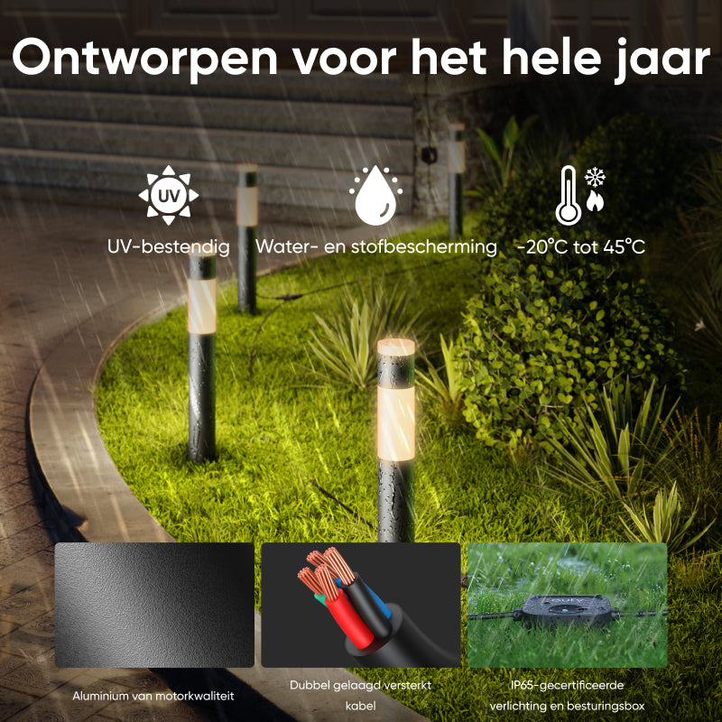 eufy E10 Lampes d’allée extérieures lot de 4 ampoules LED RGBWW connectées filaires, Étanchéité IP65, Pour jardin et terrasse, Contrôle Alexa et application