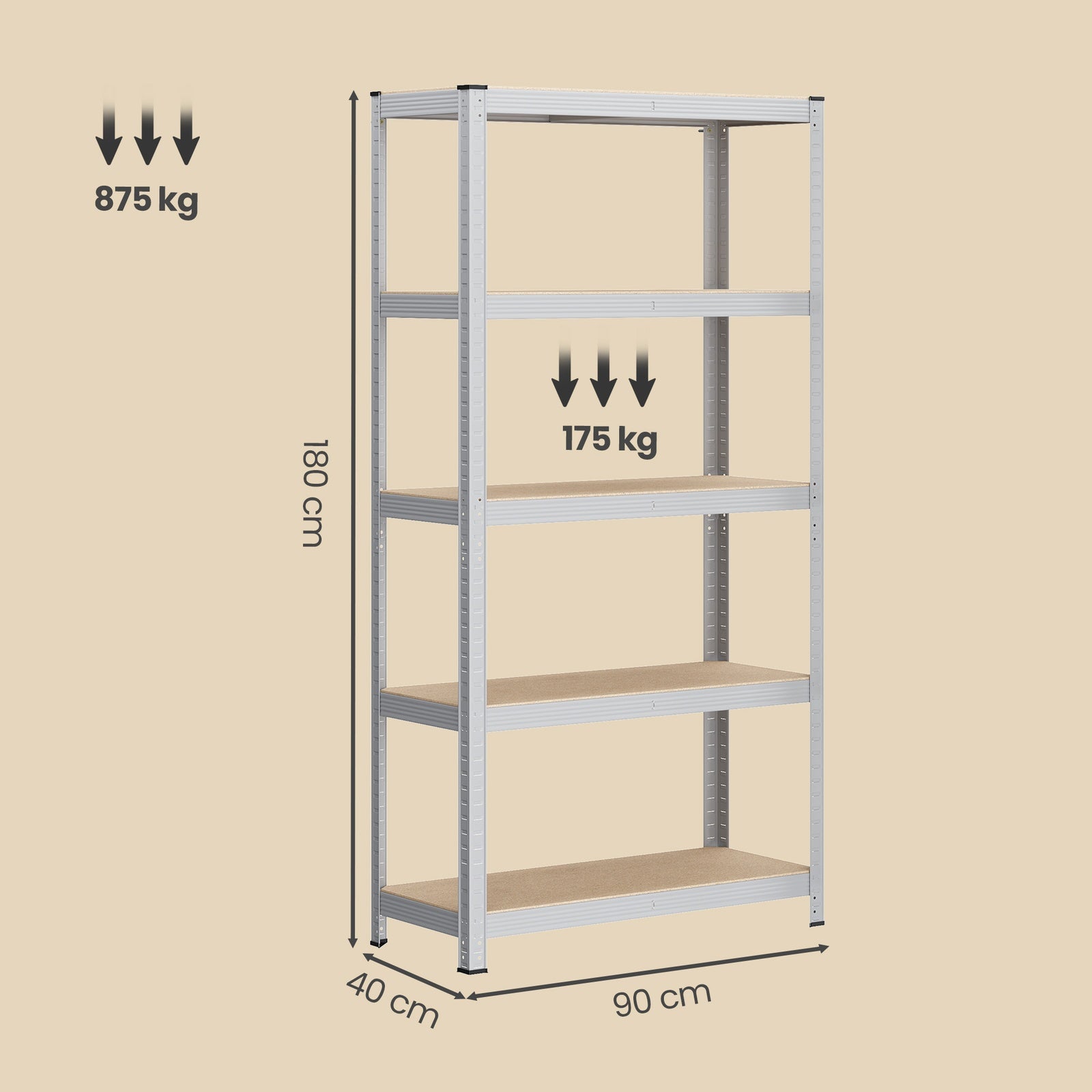 JOYFURNOS Étagères en Acier à 5 Niveaux Lot de 2, pour Rangement, pour Garage, Abri, Argent